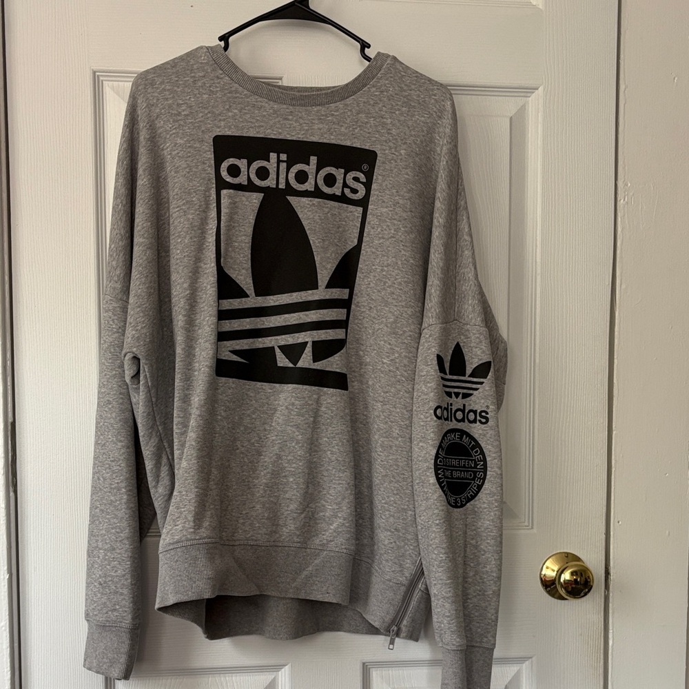 Adidas Gray Crewneck with Black Graphics